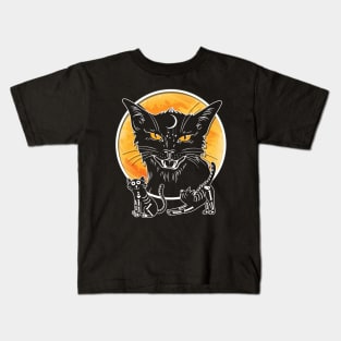 Black Cat And Moon Halloween T Shirt Gifts Kids T-Shirt